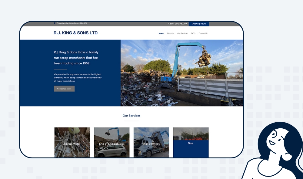 Web design for scrap metal company RJ King
