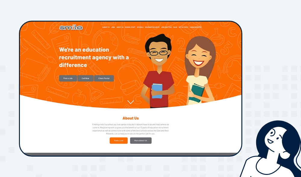 Recruitment web design for Smile Education